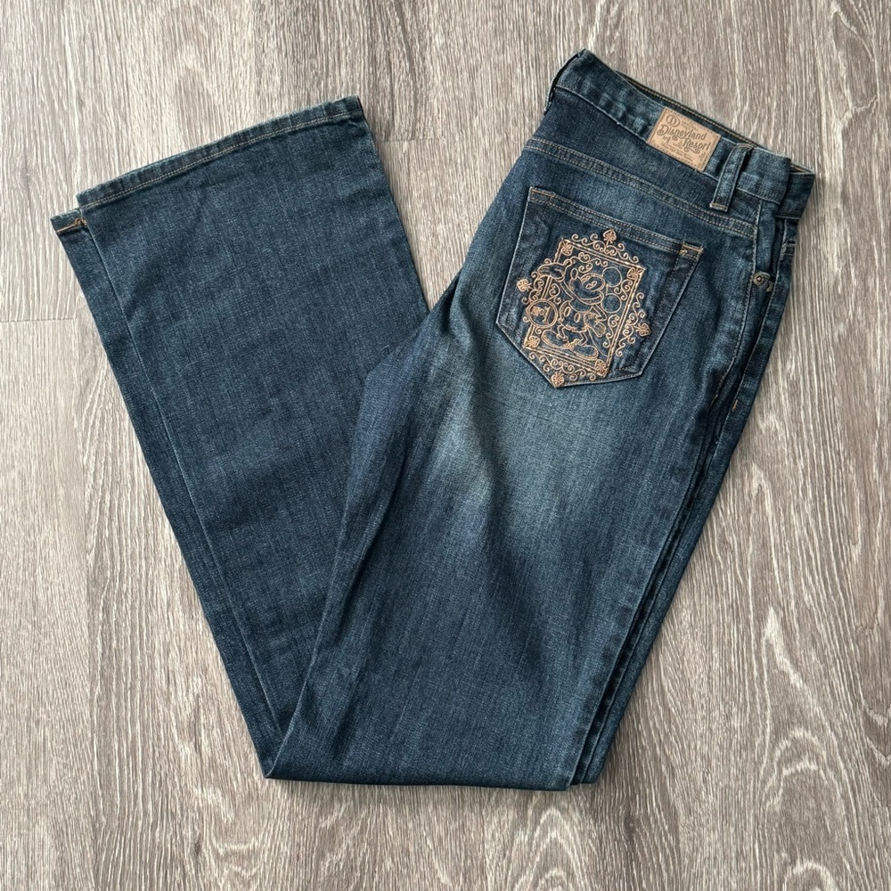 Disney Parks Blue Denim Jeans with Brown Stitching